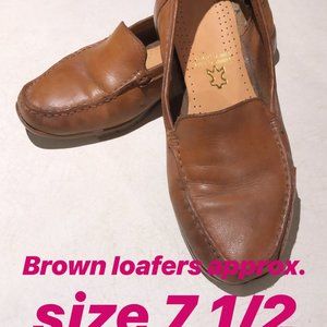 brown leather loafers